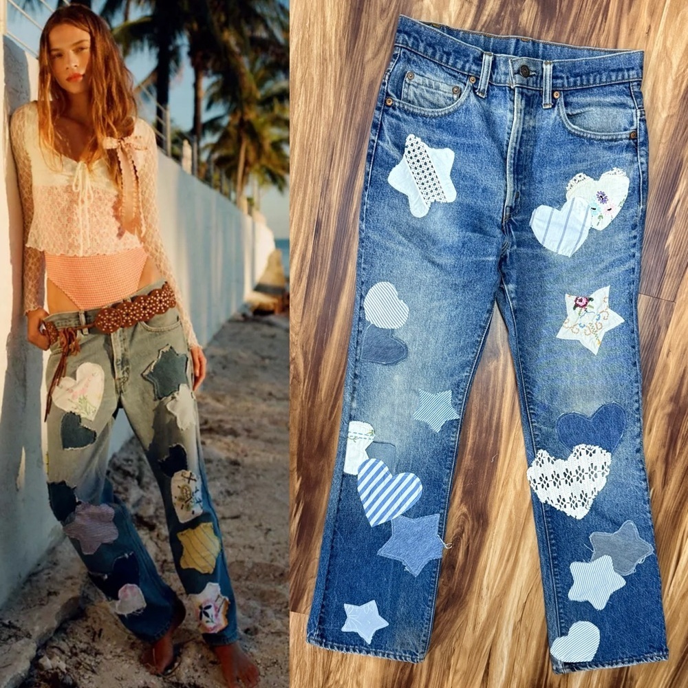 Urban Outfitters Urban Renewal Recycled Denim Patchwork Jeans